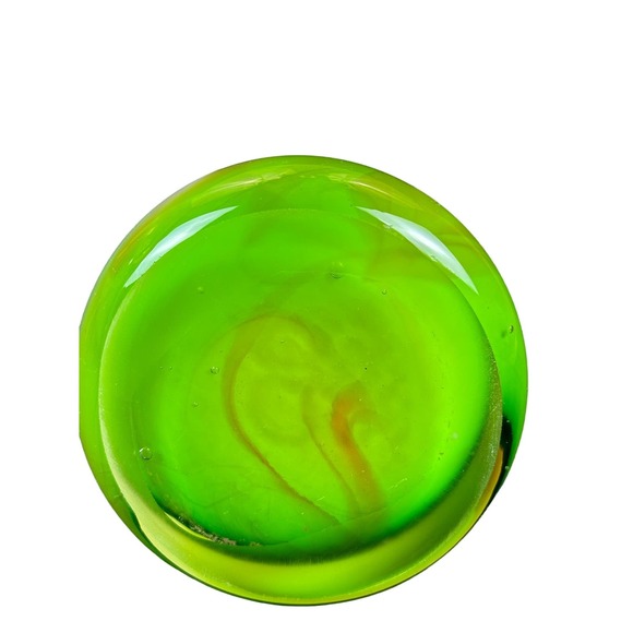 Retro Handblown Glass Vase-Stunning Green White Orange Design 15.5" tall - Picture 8 of 9
